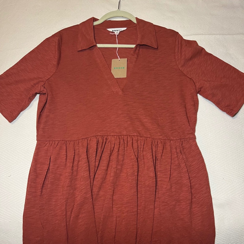 Boden Burnt Orange Collared Midi Dress - Picture 8 of 12